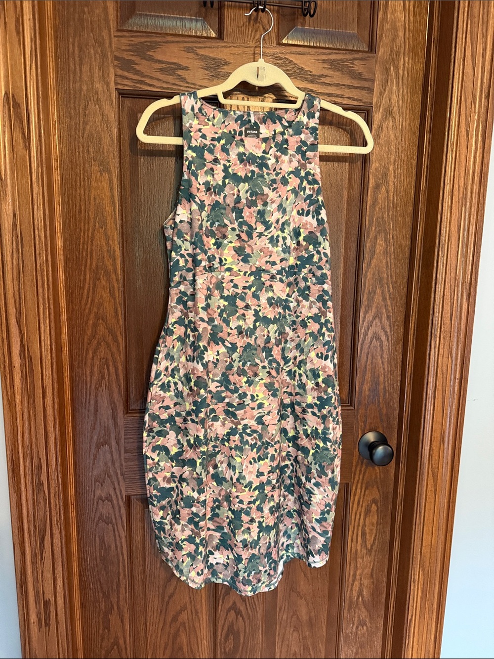 Prana Sleeveless Floral Shell Dress in Pink, Green and Cream